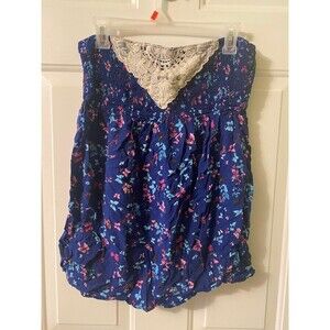 Strapless butterfly smocked crochet bust tank top size x-large y2K